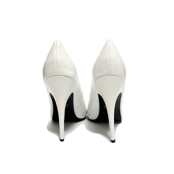 Vintage 1990s deadstock white vegan leather scalloped slip on stiletto heels - Picture 7 of 8